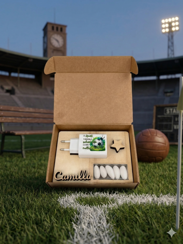 Presa usb personalizzata a tema calcio con cofanetto